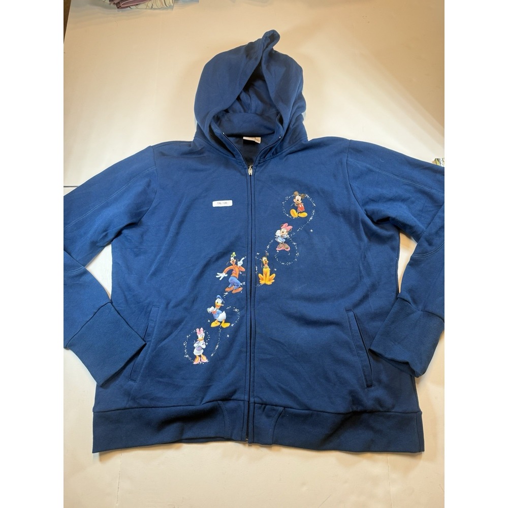 Disney Mickey Minnie Pluto Goofy Donald Daisy Zip Hoodie Women's 1X Plus Blue